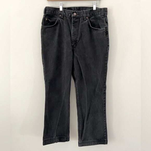 Vintage 90s Orange Tab Levis Straight Leg Black Hi Rise Cropped Denim - Picture 3 of 7